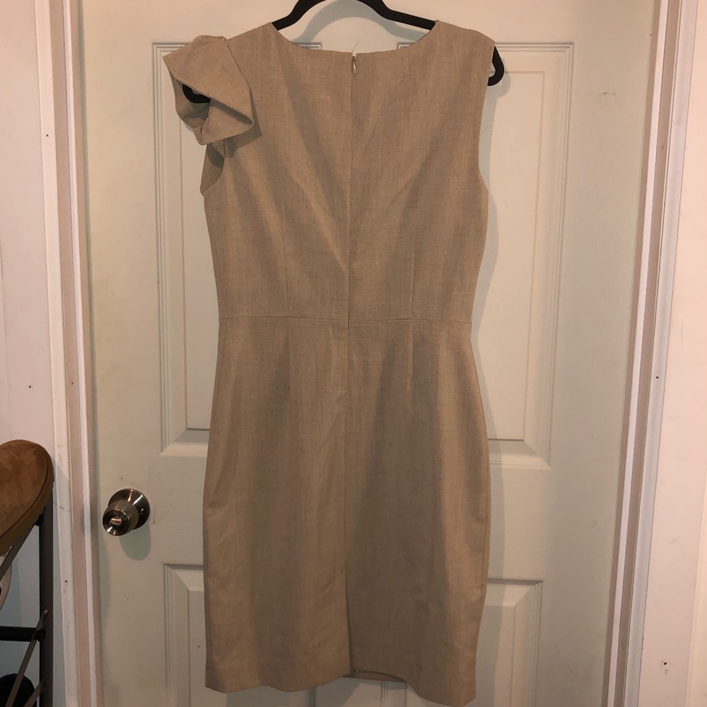 Calvin Klein Tan Dress with Shoulder Ruffles - Picture 6 of 8